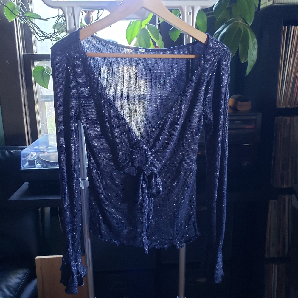Free People lurex adjustable key hole neckline